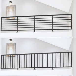 北欧铁艺阳台护栏楼梯，扶手实木室内家用榉木，围栏简约阁楼栏杆装饰