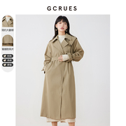 gcrues卡其色风衣女中长款设计感外套2024春装薄款外套女显瘦