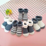 婴儿毛圈袜子新生儿加厚保暖毛巾，袜宝宝中筒袜，秋冬幼儿地板袜0-1