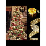圣诞丝带灯串彩灯圣诞节装饰品，圣诞树配饰装饰挂件，烫金双层彩带