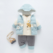 男宝宝冬装0-1岁婴儿，冬季棉衣外套加绒加厚冬婴幼儿，棉服套装6个月
