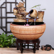 创意陶瓷金鱼缸(金鱼缸)客厅，喷泉桌面流水摆件小型家用循环招财鱼缸养鱼盆