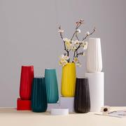 彩色条纹陶瓷花瓶简约地中海家居装饰工艺品摆件干花水养鲜花花器