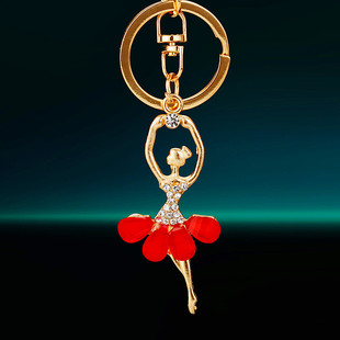 可爱水钻芭蕾天使汽车钥匙扣金属女包挂件钥匙链圈小天使创意