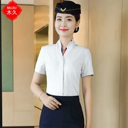 空乘面试职业装女短袖衬衫工作制服套装空姐航空艺考前台面试夏装