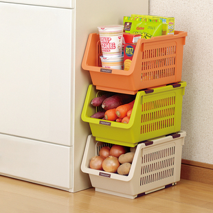 蔬菜置物架日本进口inomata可叠加厨房，果蔬收纳筐水果零食整理框