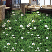 3D地板地砖立体画地画绿色花卉草坪卫生间厨房瓷砖防滑地板砖瓷砖
