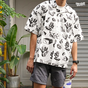 地球制衣原创手绘图案夏威夷古巴领短袖，衬衫alohashirt21ss