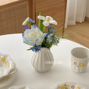 ins风陶瓷小花瓶白瓷，高级感白色插花客厅，餐桌电视柜简约装饰摆件