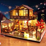 diy手工模型小屋拼装房子，礼物别墅制作建筑，生日玩具古风大型木质