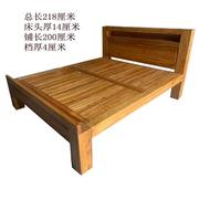鼎魅纯实木床双单人环保结实大料家具老榆木床新中式平尾1.8米1.2