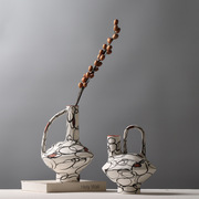 创意手绘陶瓷花瓶小众设计师样板房民宿软装现代插干花装饰品摆件