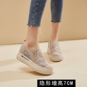 gg。香港蕾丝渔夫鞋厚底松糕，镂空女鞋2024内增高薄款凉鞋轻便