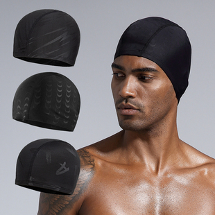 男士泳帽布泳帽(布泳帽)不勒头大号舒适护耳时尚，成人游泳帽子泳镜套装耐用