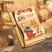 zippo打火机正版爸爸是超人金色徽章父亲节礼物，防风煤油限定火机