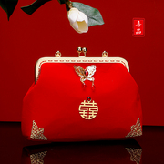 新娘红色包包女结婚大气容量时尚手提包口金包成品中国风婚庆