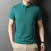 青绿色短袖t恤男95棉，5氨纶普洛克，薄款商务半袖针织polo衫