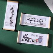 熊猫冰箱贴卷轴创意卡通木质复古中国风卷轴冰箱贴磁铁四川纪念品