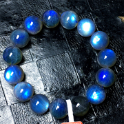 天然水晶蓝彩光拉长石手链冰透体灰月光石男女同款单圈手串装饰品