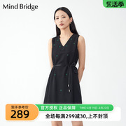 MindBridge 女士V领连衣裙夏季无袖气质中长显瘦a字裙