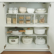 可伸缩台面分层置物厨房，橱柜隔板碗架盘柜子，收纳下水槽厨柜内置架