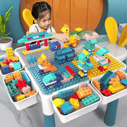 滑梯轨道积木大颗粒儿童宝宝多功能学习游戏桌男孩桌子生日玩具桌