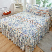 纯棉床裙式床罩单件全棉床垫，保护套1.5m1.8米防滑尘床单床笠3