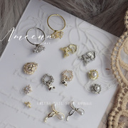 美甲饰品珍珠金属锆石，指甲装饰巴洛克天使，奢华水晶花美甲装饰钻