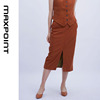 MAXPOINT 橙红色 女士 包臀 通勤 灯芯绒铅笔裙 YO2009S-D
