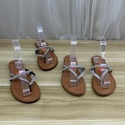 外贸原单平底平跟韩版夏季复古罗马带钻凉鞋时装海边沙滩平底鞋