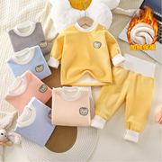 宝宝加绒保暖内衣套装，高腰0-1岁新生婴儿童帖身加厚秋衣秋裤睡衣