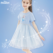迪士尼女童连衣裙夏装，2024儿童裙子艾莎冰雪，奇缘公主裙纱裙