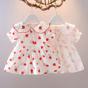 女童草莓连衣裙夏季儿童短袖公主，裙子0一1-3岁小女孩宝宝夏装洋气