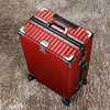 时尚潮流拉杆行李登机箱红色结婚嫁妆大容量铝框静音万向轮密