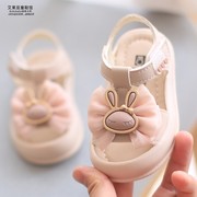 夏季新女宝宝鞋子1一3岁小童包头软底婴儿女童公主学步凉鞋蝴蝶结