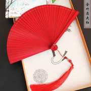 中国风全竹扇子雕刻镂空日式古风男女士，折p扇手工金银色(金银色)小巧舞
