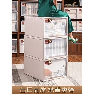 日本进口无印良品收纳箱抽屉式裤子透明整理箱家用衣物，储物柜子衣