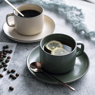 北欧哑光咖啡杯碟家用复古下午茶具套装ins网红精致花茶杯陶瓷杯