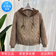 23d-091时尚皮棉服女短款pu皮，印花连帽保暖2023冬季