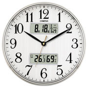 康巴丝（COMPAS）挂钟客厅万年历双显示石英钟表挂墙卧室时钟日历