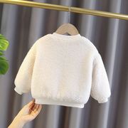 女童外套1女宝宝秋冬天衣服0-4岁婴儿，加绒上衣外出服小女孩毛毛衣(毛毛衣)