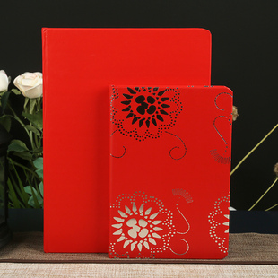红色内页日记本复古彩色，内页笔记本学生，文具结婚账本婚礼记账本子
