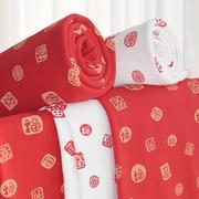 福字布料婴儿针织棉a类红色百福印花棉布棉袄抱被宝宝服装厚面料