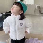 韩系韩系双面绒中小童装，高领外套女童洋气开衫，儿童上衣宝宝2022冬