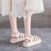 厚底罗马凉鞋女外穿2024夏季高级感显高配裙子松糕坡跟凉鞋