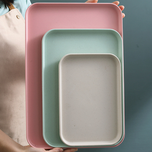 北欧长方形塑料水杯托盘，客厅家用放茶杯，ins茶盘餐盘大号水果盘子