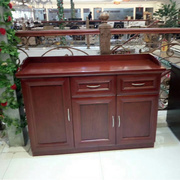 胡桃木色1.2米茶水柜全木门0.8米实木矮柜红木色储物柜边柜G01
