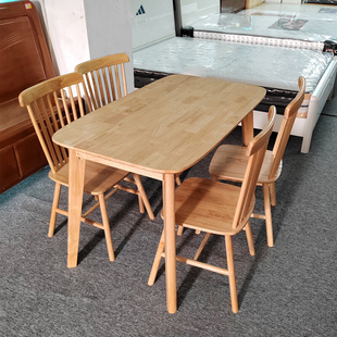 全实木餐桌家用小户型，橡木长方形北欧现代简约餐桌椅组合吃饭桌子