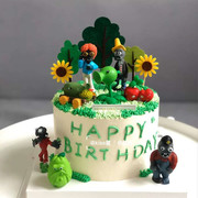 植物大战僵尸儿童生日派对蛋糕装饰摆件 僵尸太阳花小树蛋糕插牌