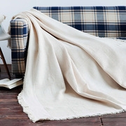 外贸单几何沙发毯流苏纯棉线毯沙发巾北欧地中海风格沙发毯套罩